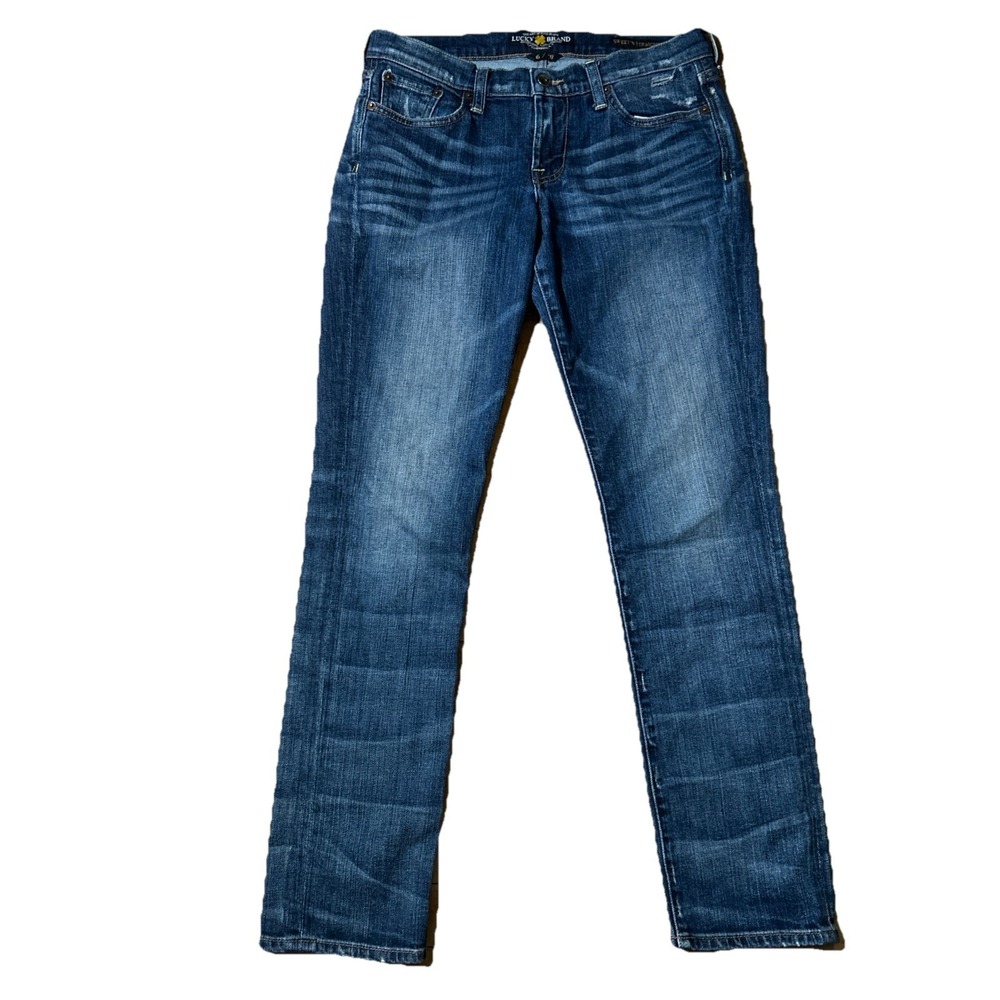 Lucky Brand Jeans Women's 6/28 Blue Sweet'N Straight Low Rise Stretch Distressed